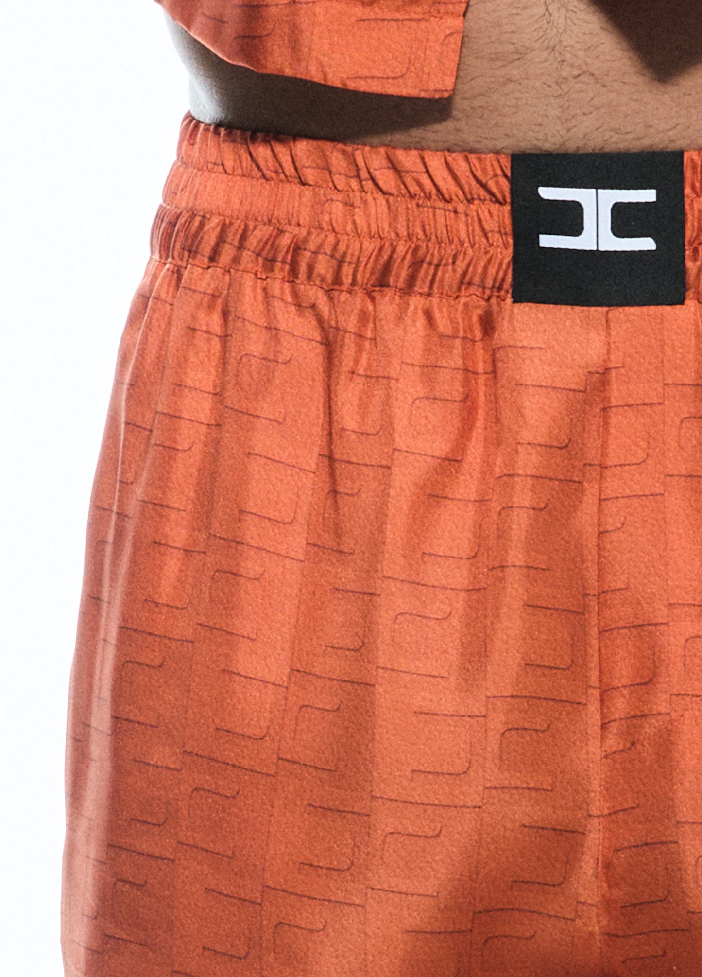 Leahter Embossed Monogram Silk Short