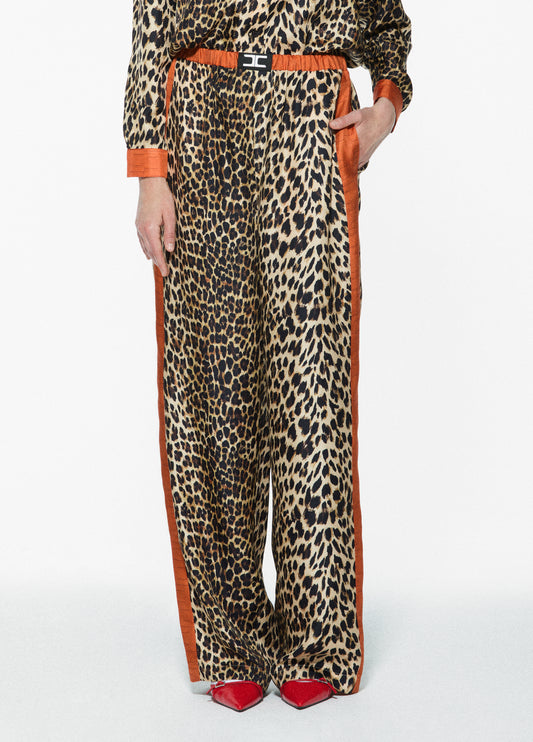 Leopard Silk Trousers