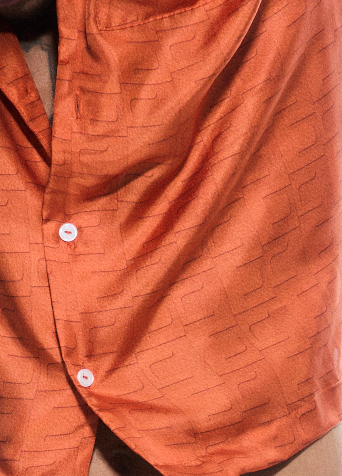 Leather Embossed Monogram Silk Shirt